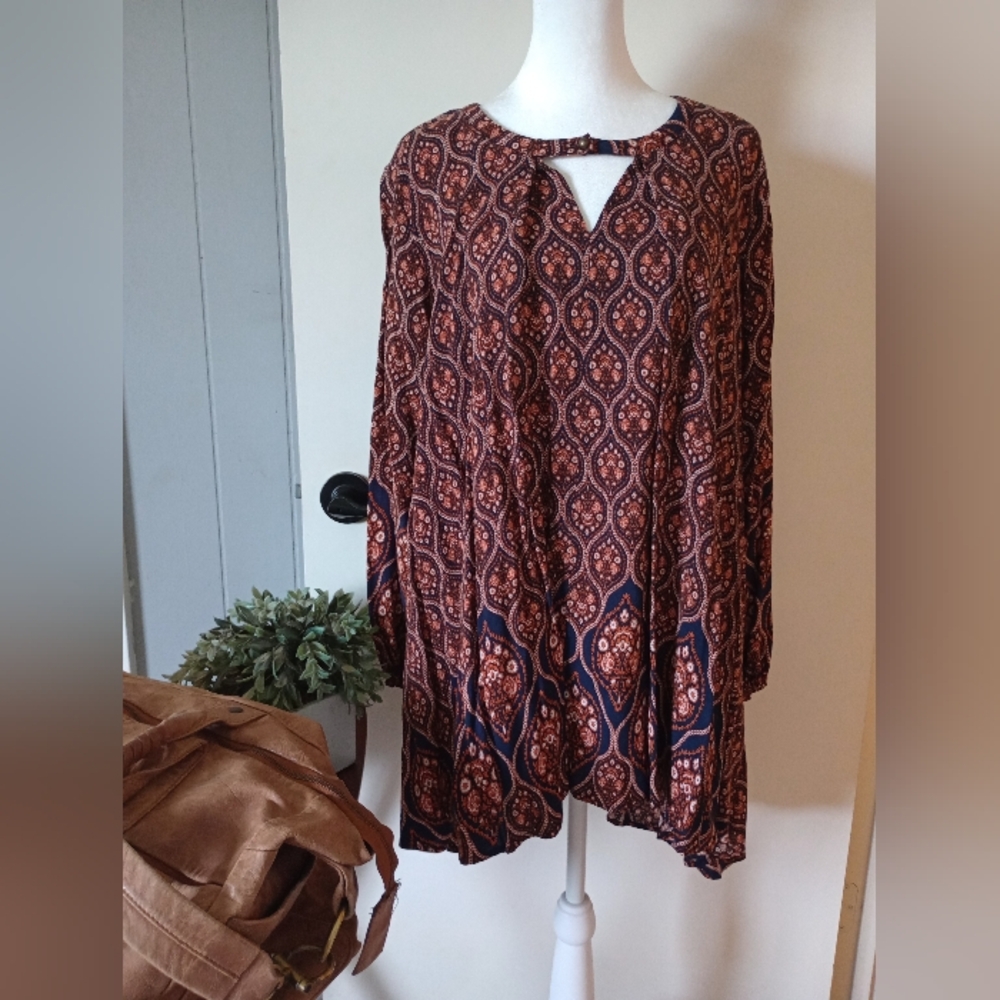 Bohemian Print Tunic / Dress With Pockets Size Small
